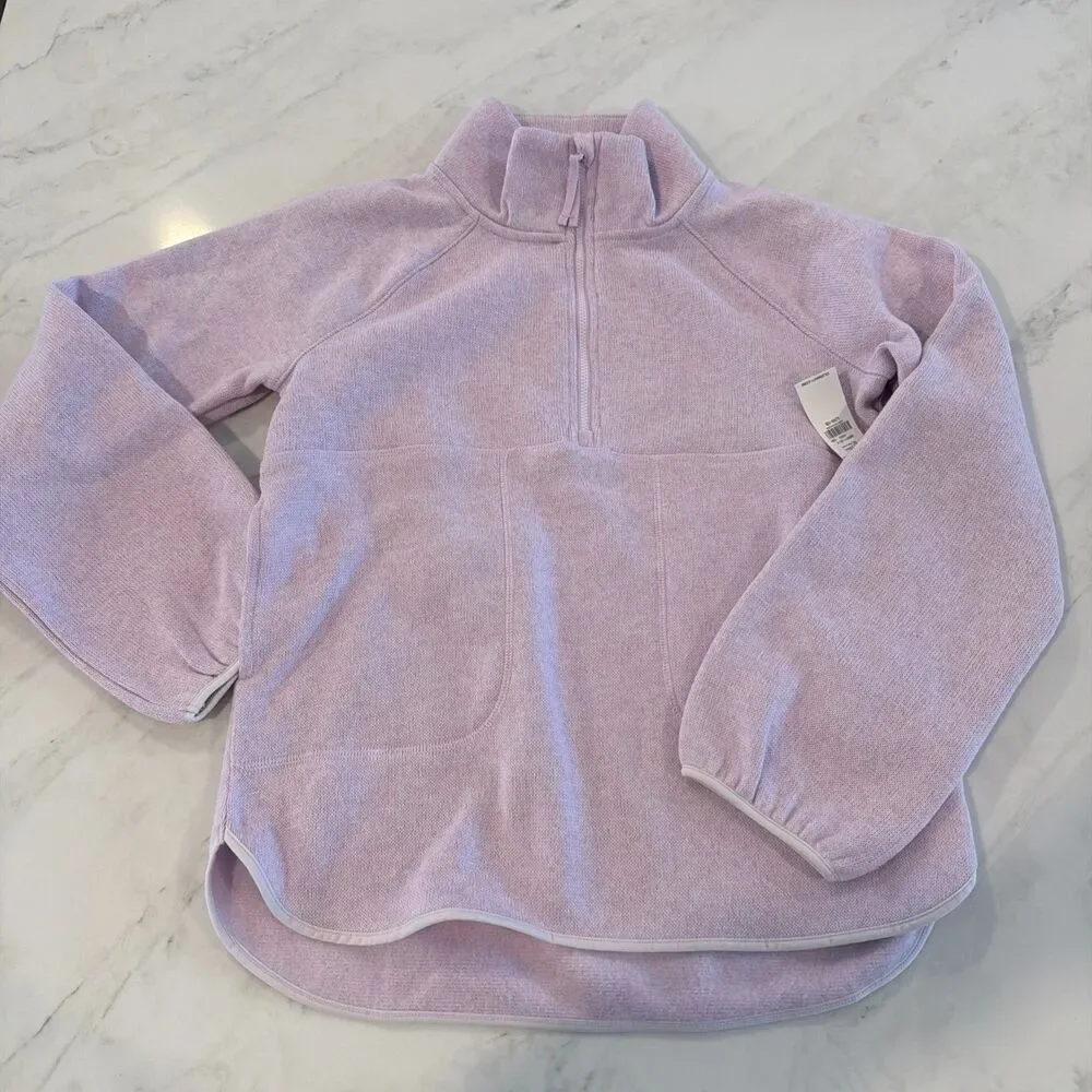 NWT Sweater-Fleece Half-Zip Tunic Sweater Lilac 10/12